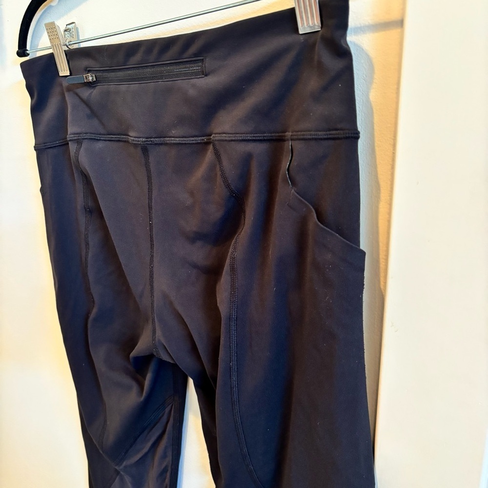 Lululemon Wunder Under Black Crop Leggings Size 6 Mesh Detail Drawstring Pockets - Picture 7 of 13